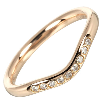 Tiffany&Co. Ring K18 Pink Gold, 9P Diamonds Gold Curved Band Women