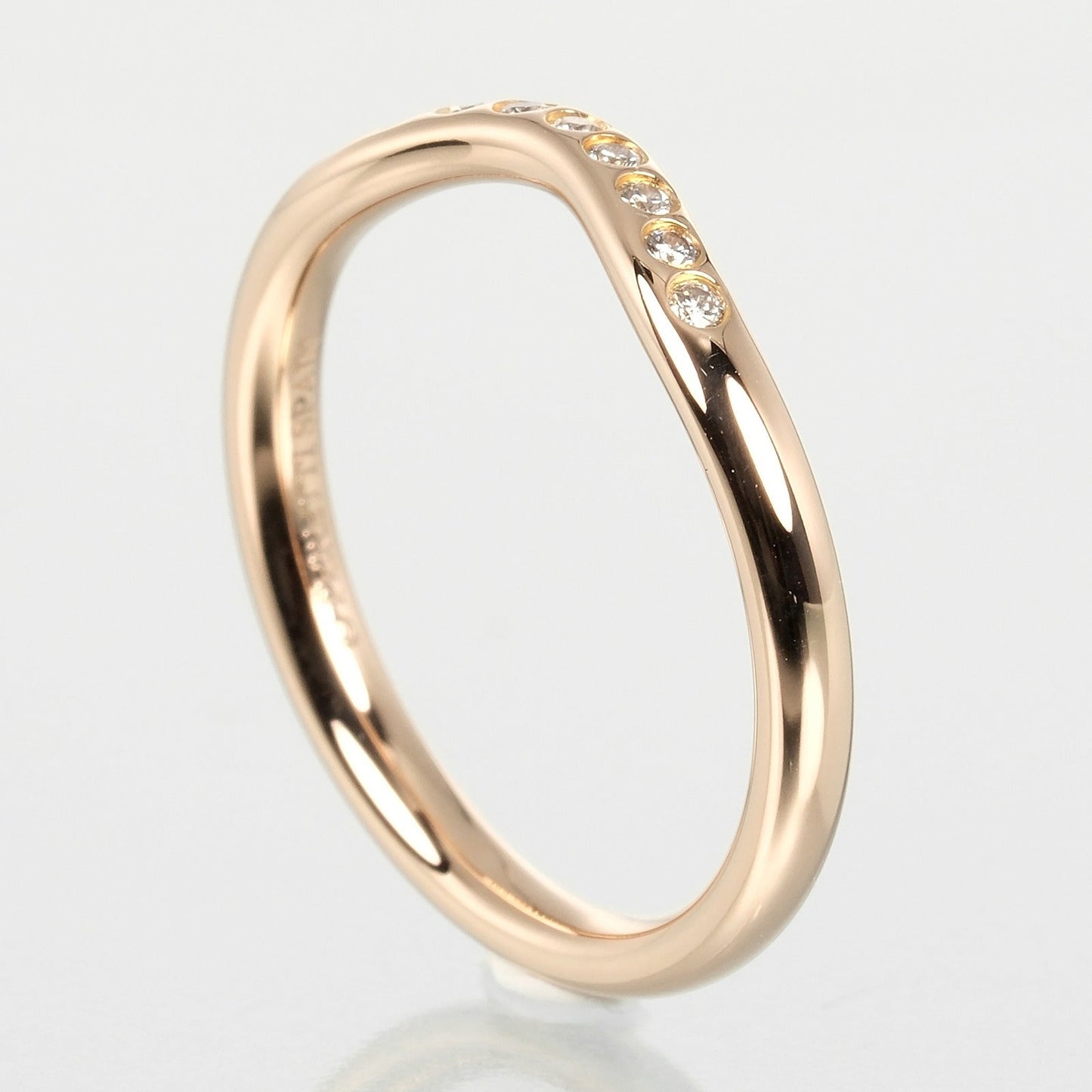 Tiffany&Co. Ring K18 Pink Gold, 9P Diamonds Gold Curved Band Women