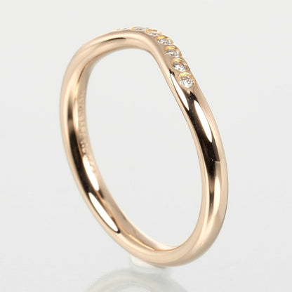 Tiffany&Co. Ring K18 Pink Gold, 9P Diamonds Gold Curved Band Women