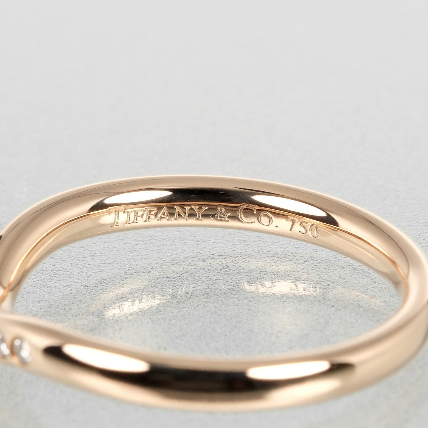 Tiffany&Co. Ring K18 Pink Gold, 9P Diamonds Gold Curved Band Women