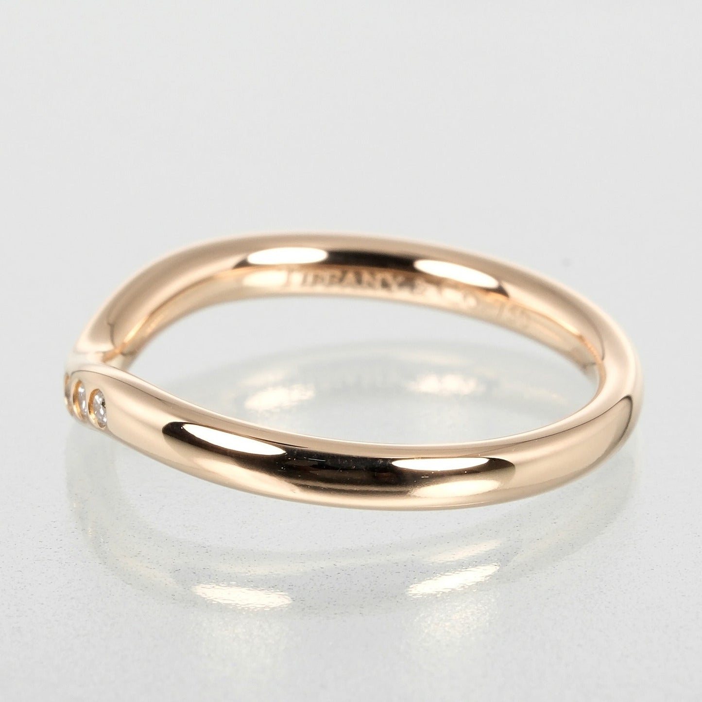 Tiffany&Co. Ring K18 Pink Gold, 9P Diamonds Gold Curved Band Women
