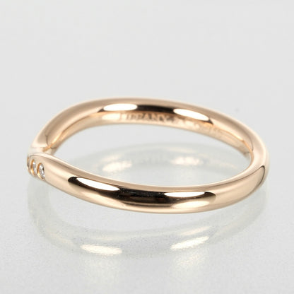 Tiffany&Co. Ring K18 Pink Gold, 9P Diamonds Gold Curved Band Women