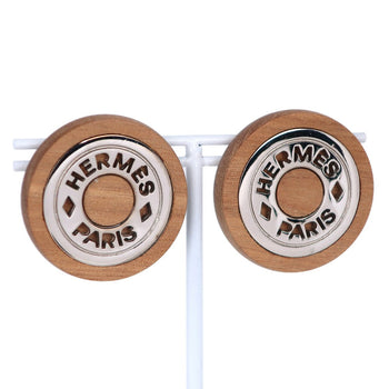 Hermes Earring Wood, Metal Brown/Silver Serie Women