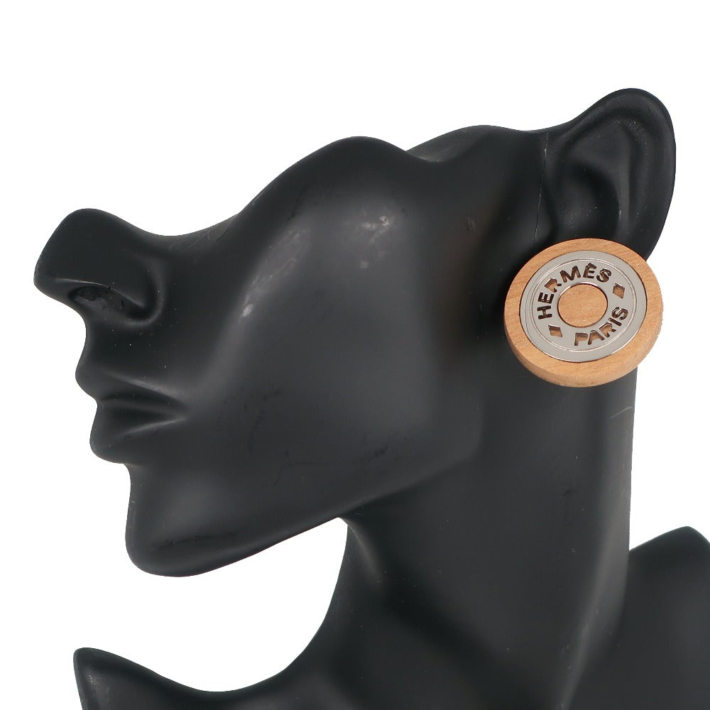 Hermes Earring Wood, Metal Brown/Silver Serie Women