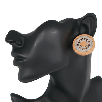 Hermes Earring Wood, Metal Brown/Silver Serie Women