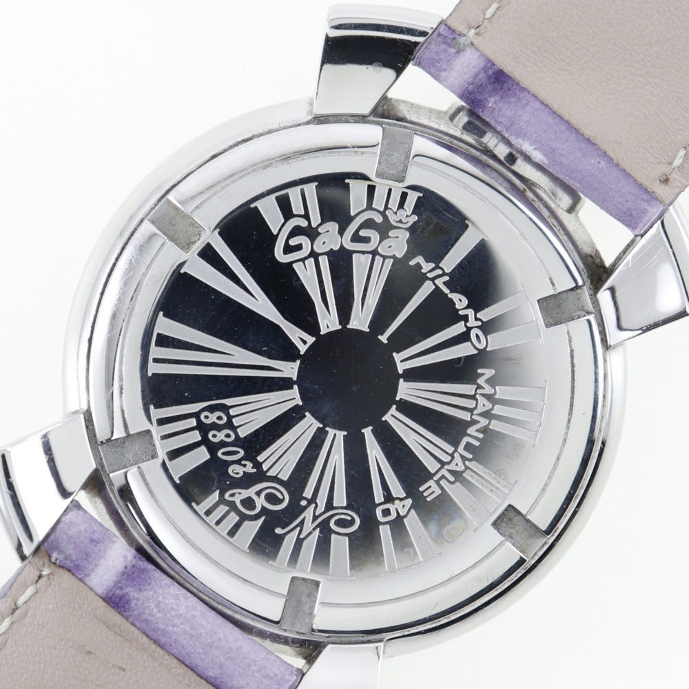 Gaga Milano Watches Quartz Stainless Steel , Leather Silver Manure 40 White Shell Dial Mens