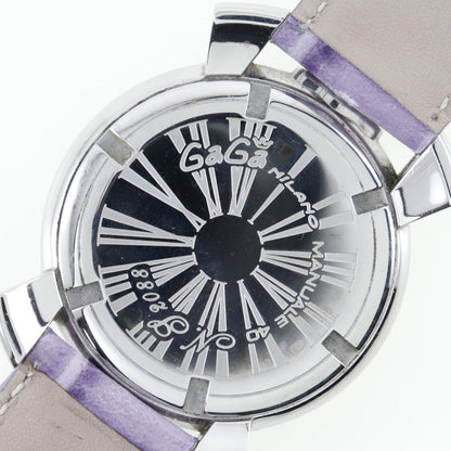 Gaga Milano Watches Quartz Stainless Steel , Leather Silver Manure 40 White Shell Dial Mens