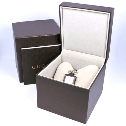 Gucci Watches Quartz Ya130.5 Stainless Steel , Leather Silver Square Face Brown Dial Mens