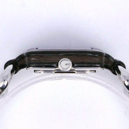 Gucci Watches Quartz Ya130.5 Stainless Steel , Leather Silver Square Face Brown Dial Mens