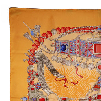 Hermes Scarf Silk Orange Terres Precieuses Carre90 Women