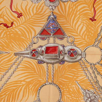 Hermes Scarf Silk Orange Terres Precieuses Carre90 Women