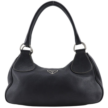 Prada Tote Bag Calfskin Black Shoulder Bag Women