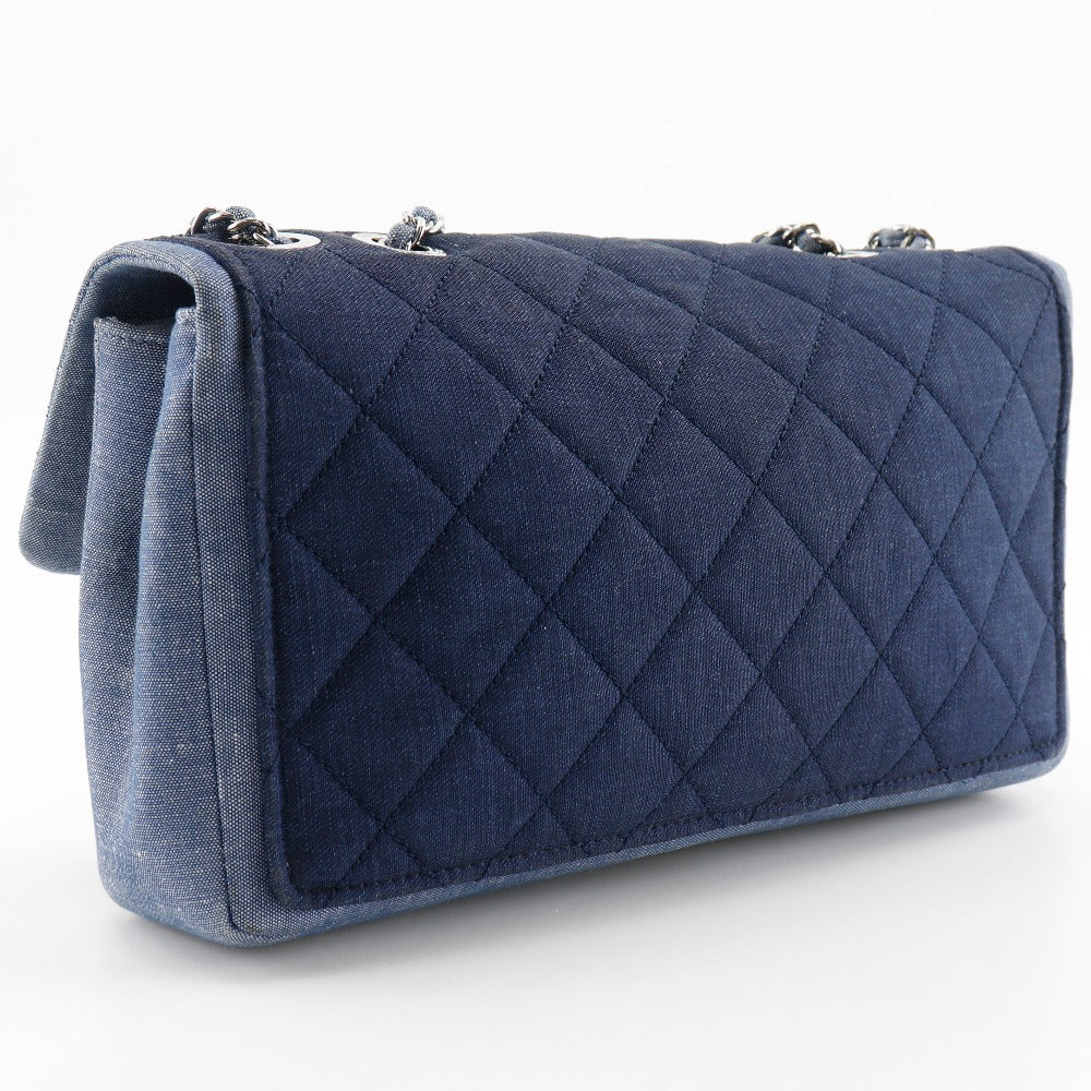 Chanel Shoulder Bag Denim Blue Double Chain Matrasse Chainshoulder Women