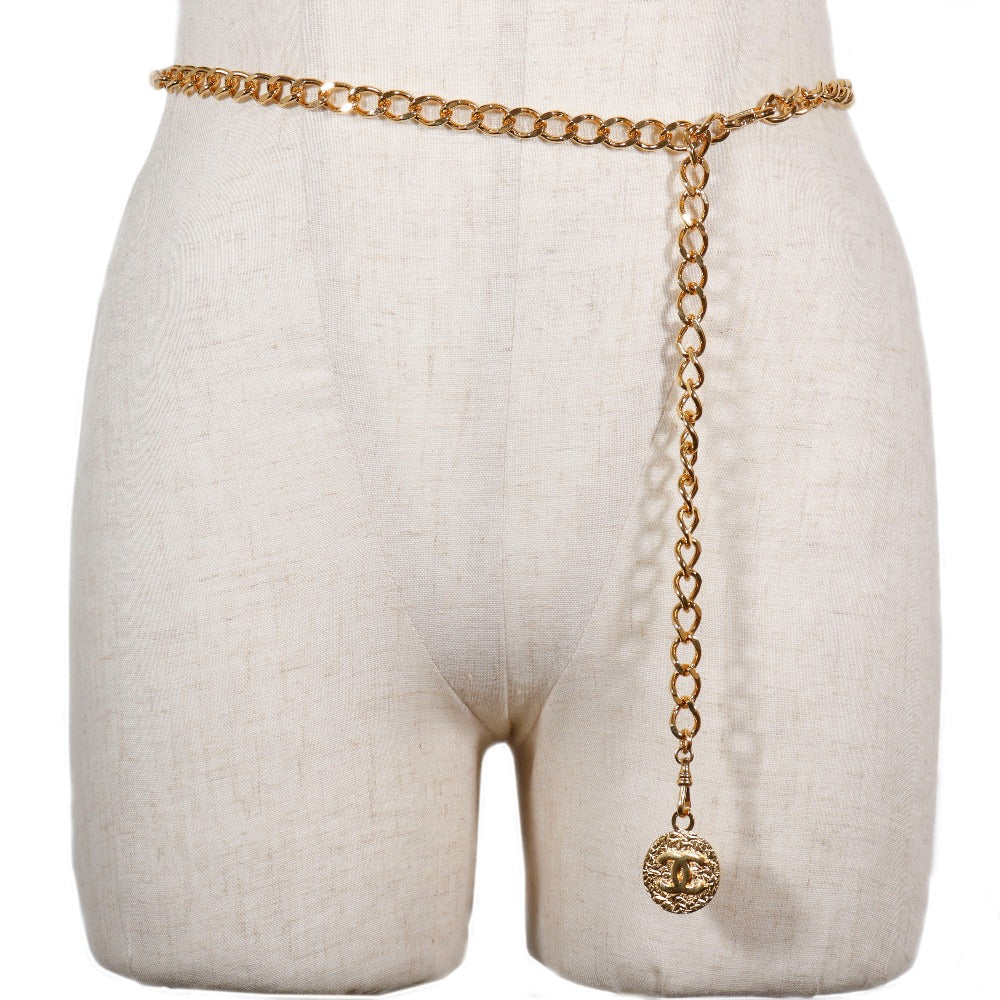Chanel Belt Plated Gold Gold Coco Mark Chain Belt Women