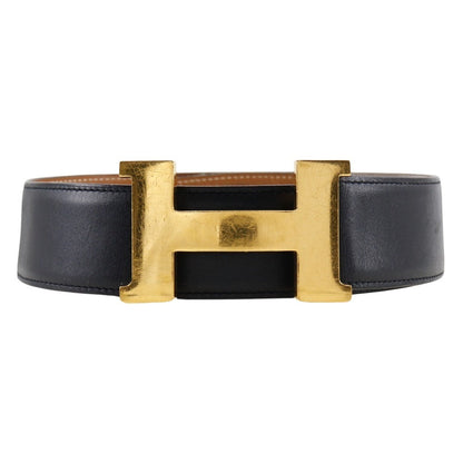 Hermes Belt Calfskin Black H Belt Unisex(Unisex) 72