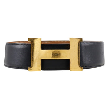 Hermes Belt Calfskin Black H Belt Unisex(Unisex) 72