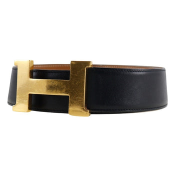 Hermes Belt Calfskin Black H Belt Unisex(Unisex) 72