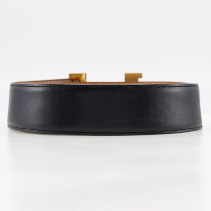 Hermes Belt Calfskin Black H Belt Unisex(Unisex) 72