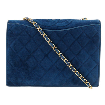 Chanel Shoulder Bag Suede Deep Blue Chainshoulder Women