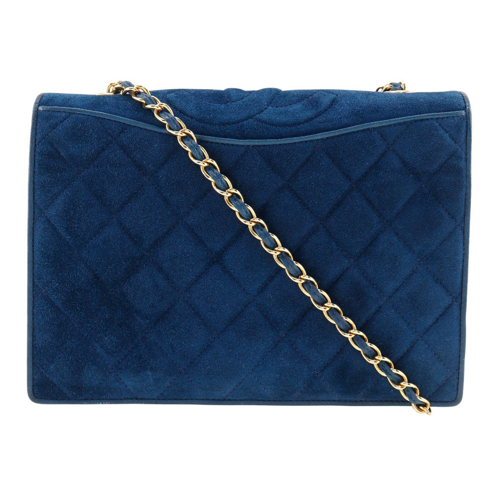 Chanel Shoulder Bag Suede Deep Blue Chainshoulder Women