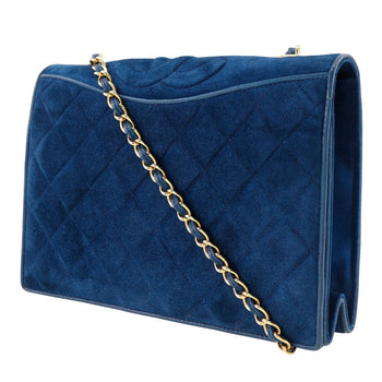 Chanel Shoulder Bag Suede Deep Blue Chainshoulder Women