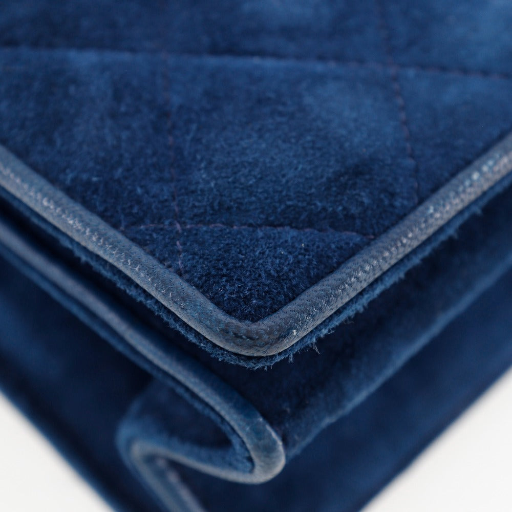 Chanel Shoulder Bag Suede Deep Blue Chainshoulder Women