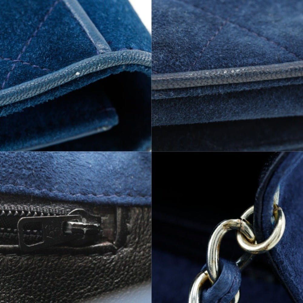 Chanel Shoulder Bag Suede Deep Blue Chainshoulder Women
