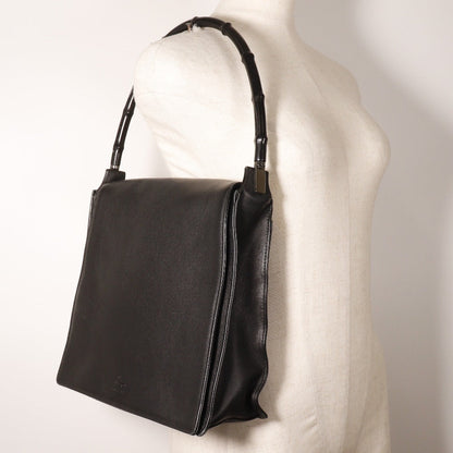 Gucci Shoulder Bag 001 3243 200047 Calfskin Black Bamboo Women