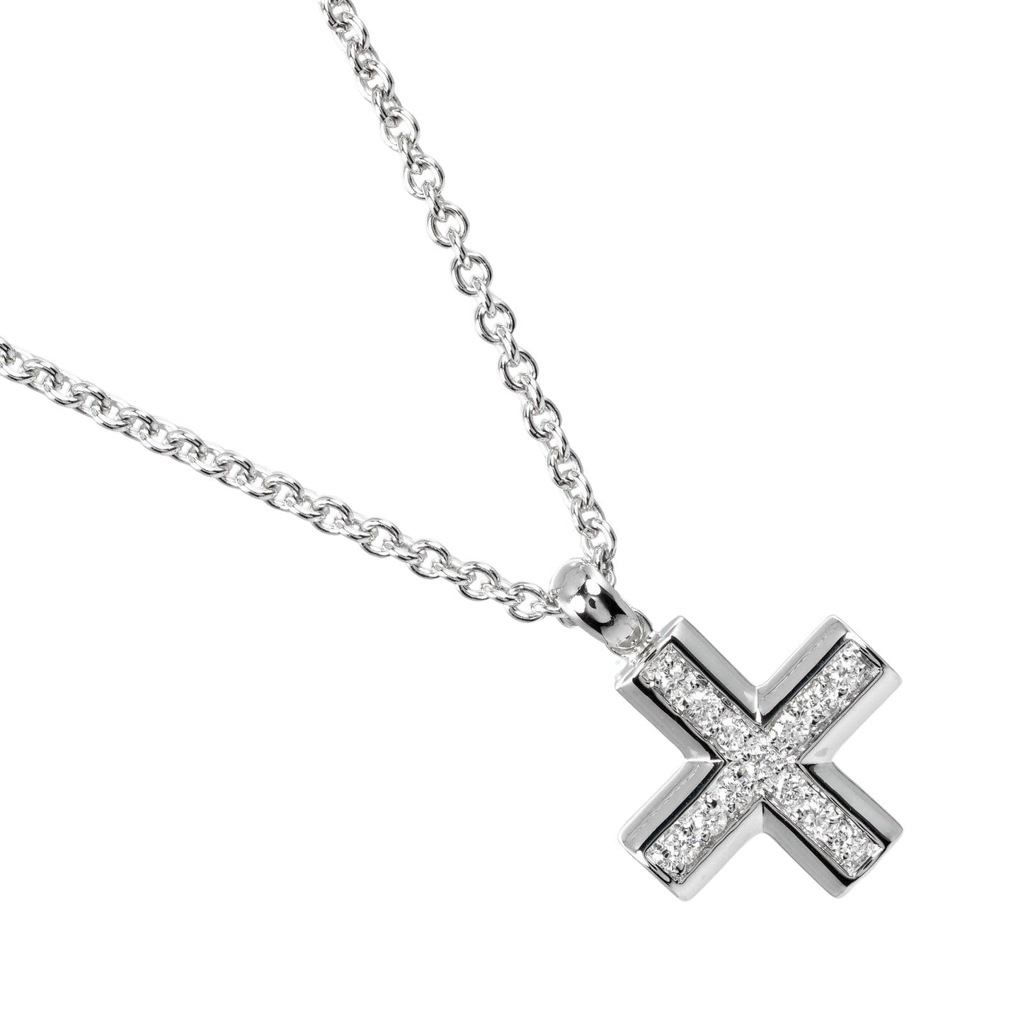 Bvlgari Necklace K18 White Gold Silver Greek Cross Women
