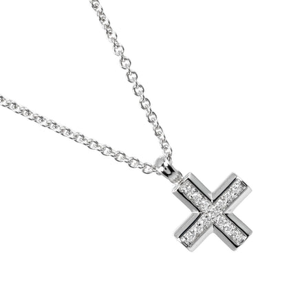 Bvlgari Necklace K18 White Gold Silver Greek Cross Women