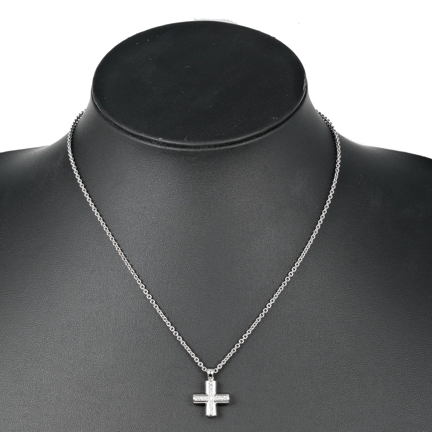 Bvlgari Necklace K18 White Gold Silver Greek Cross Women