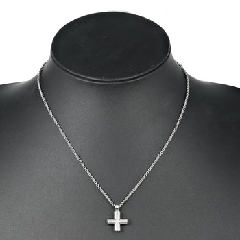 Bvlgari Necklace K18 White Gold Silver Greek Cross Women