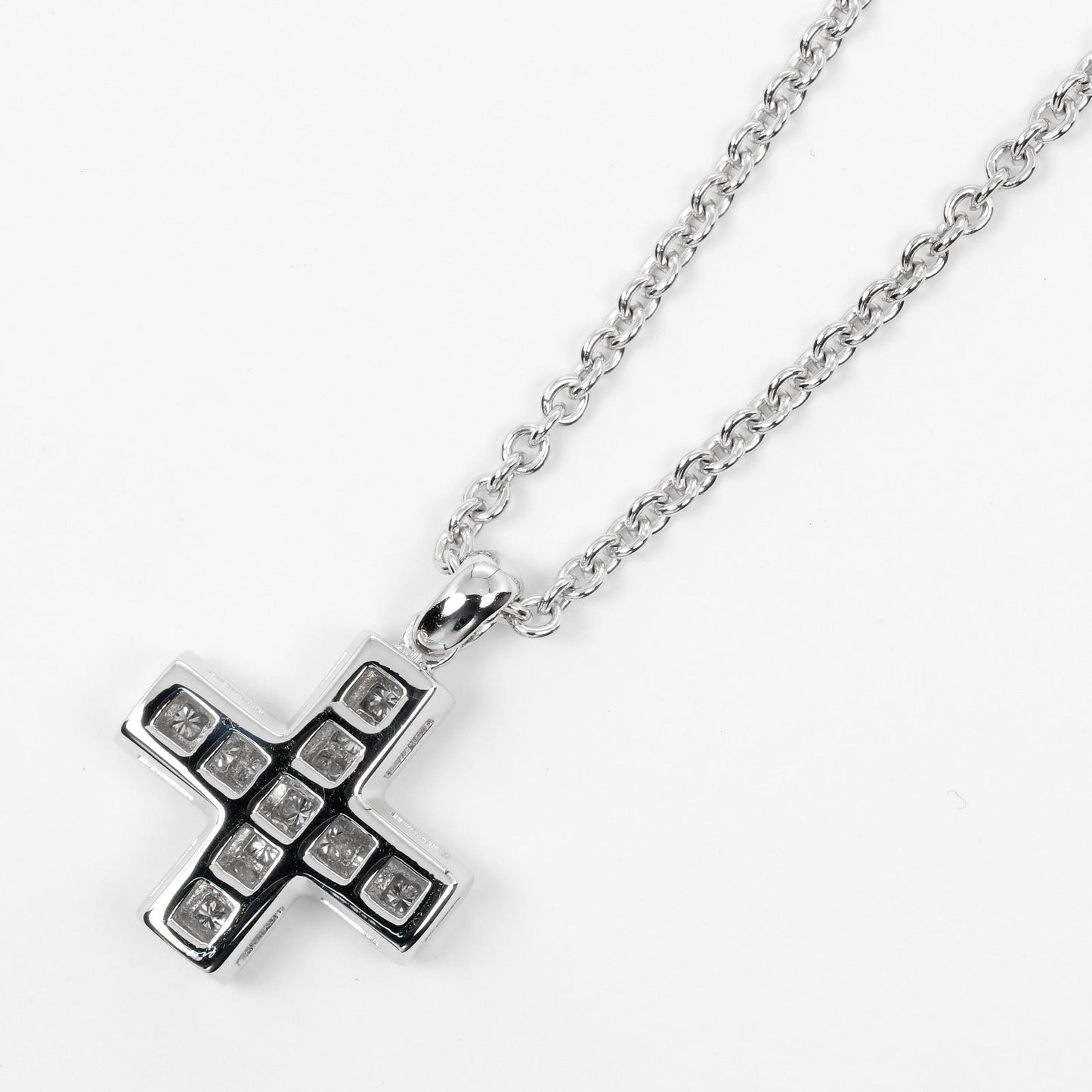 Bvlgari Necklace K18 White Gold Silver Greek Cross Women