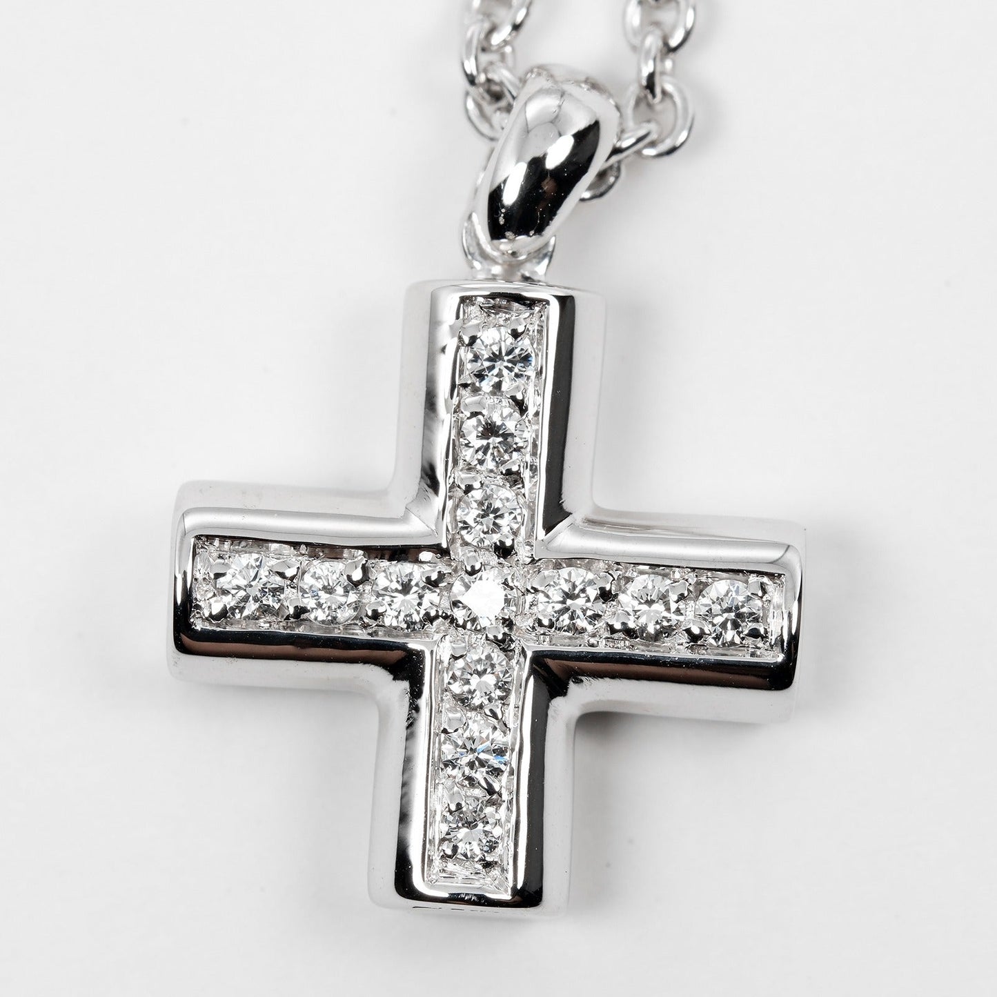 Bvlgari Necklace K18 White Gold Silver Greek Cross Women
