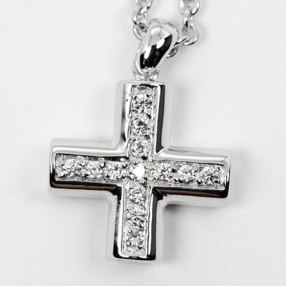Bvlgari Necklace K18 White Gold Silver Greek Cross Women