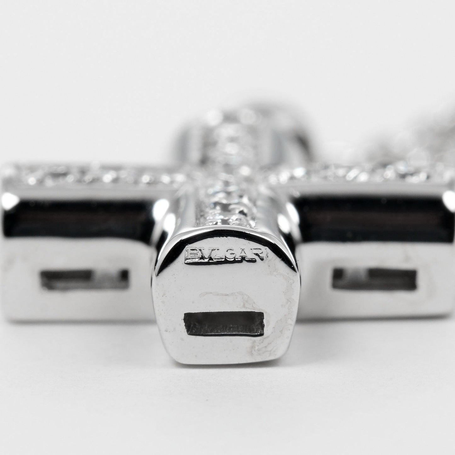 Bvlgari Necklace K18 White Gold Silver Greek Cross Women