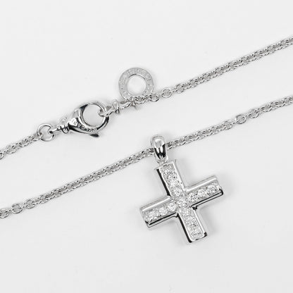 Bvlgari Necklace K18 White Gold Silver Greek Cross Women