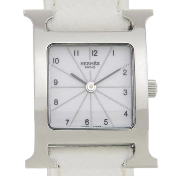 Hermes Watches Quartz Hh1.210 Stainless Steel , Leather White H Watch White Dial Women