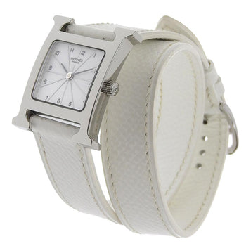 Hermes Watches Quartz Hh1.210 Stainless Steel , Leather White H Watch White Dial Women