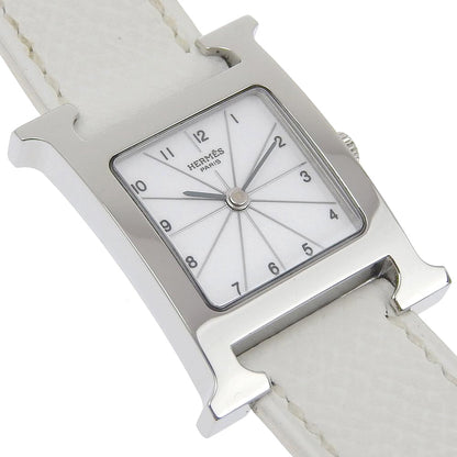 Hermes Watches Quartz Hh1.210 Stainless Steel , Leather White H Watch White Dial Women