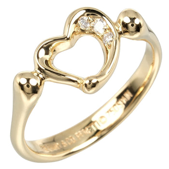 Tiffany&Co. Ring K18 Yellow Gold, 3P Diamond Gold Open Heart Women