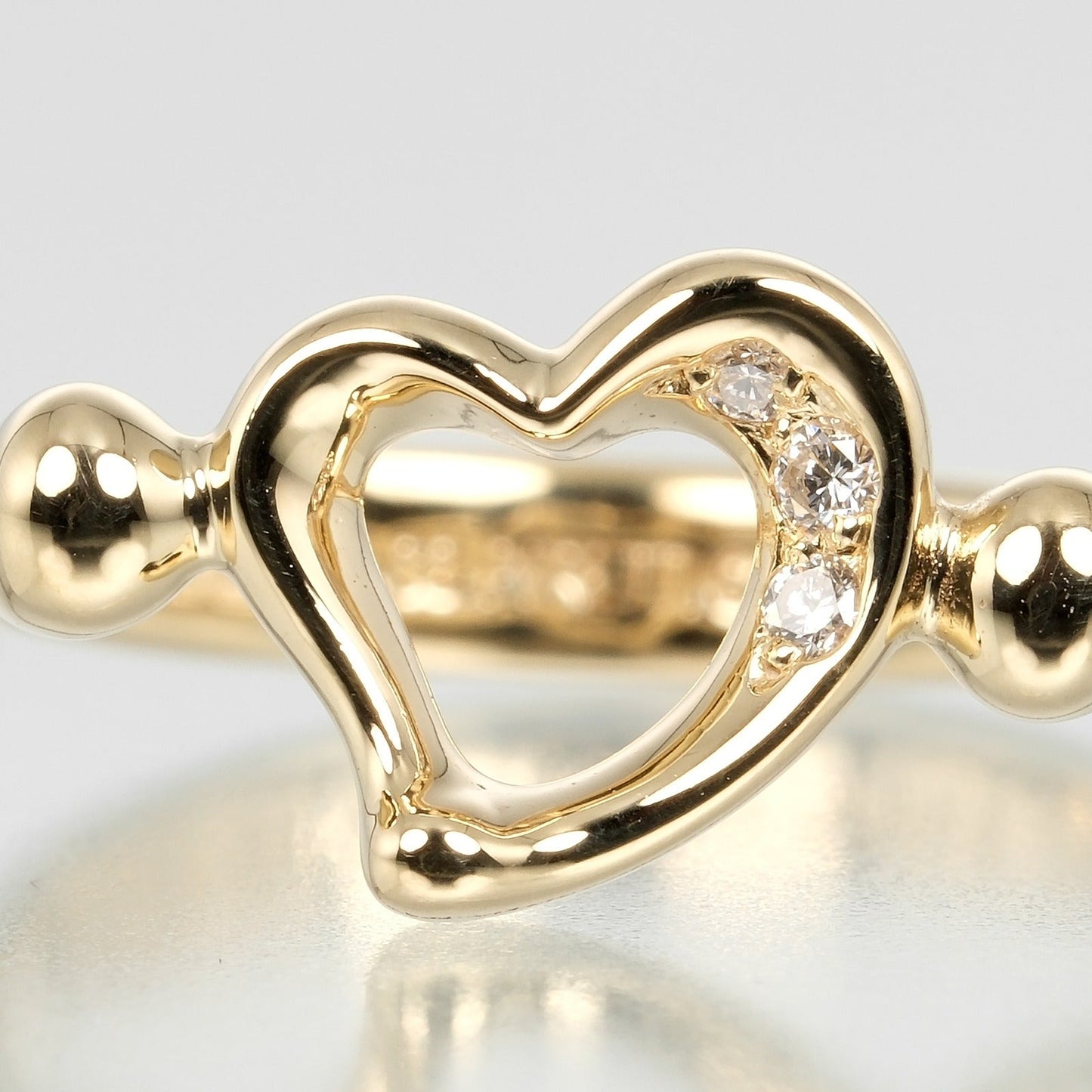 Tiffany&Co. Ring K18 Yellow Gold, 3P Diamond Gold Open Heart Women