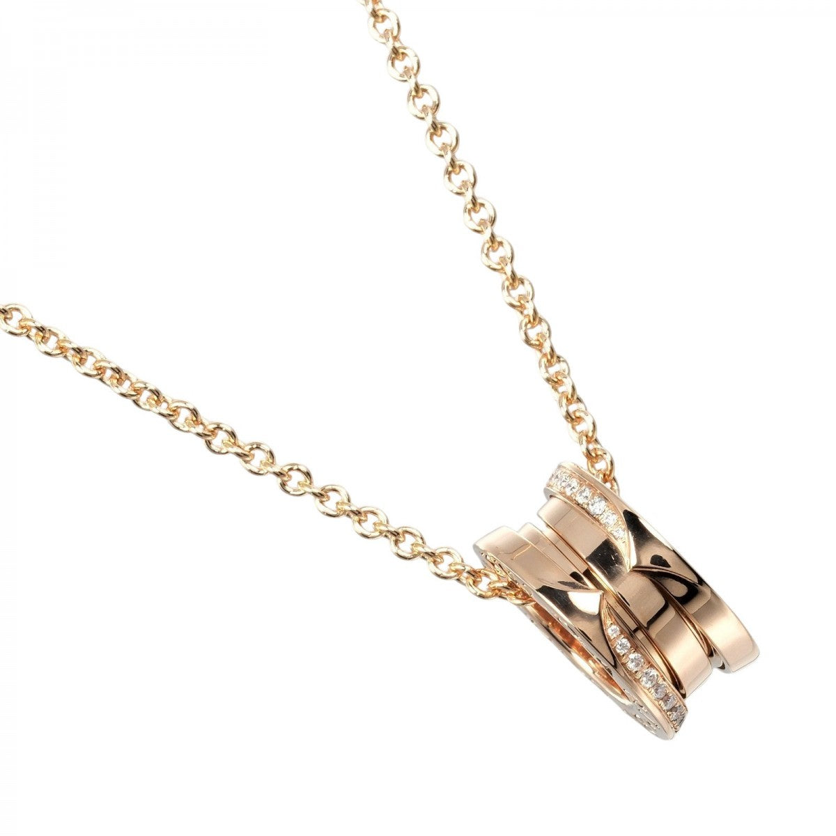 Bvlgari Necklace 18K Pink Gold, Demi Pave Diamonds Gold B.Zero1