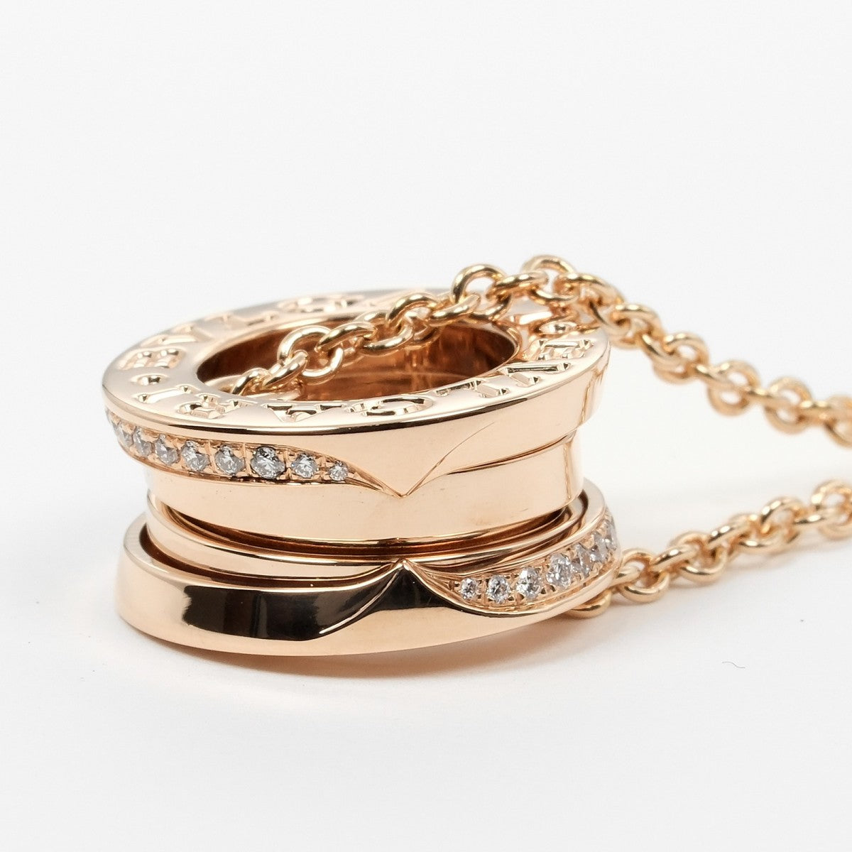 Bvlgari Necklace 18K Pink Gold, Demi Pave Diamonds Gold B.Zero1