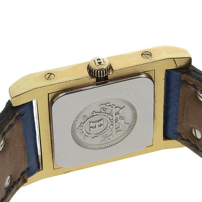 Hermes Watches Quartz Plated Gold , Leather Silver Medor White Dial Women