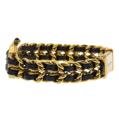 Chanel Watches Quartz Plated Gold , Leather Gold Premiere Black Dial Women