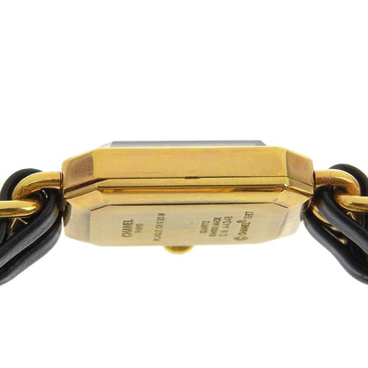 Chanel Watches Quartz Plated Gold , Leather Gold Premiere Black Dial Women