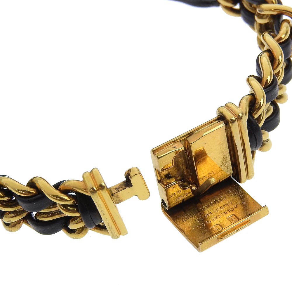 Chanel Watches Quartz Plated Gold , Leather Gold Premiere Black Dial Women