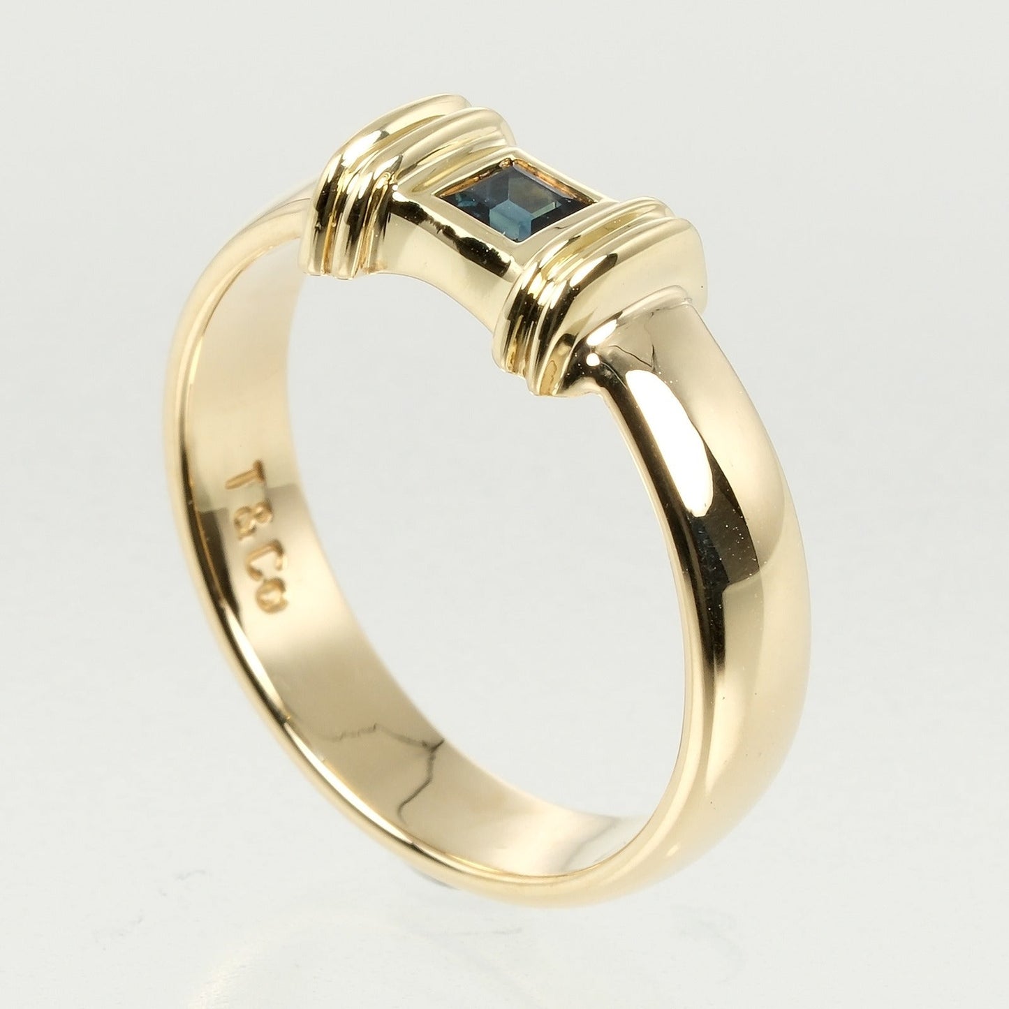 Tiffany&Co. Ring K18 Yellow Gold, Sapphire Gold Cushion