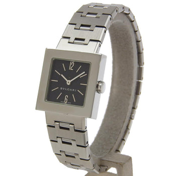 Bvlgari Watches Quartz Sq22Ss Stainless Steel Silver Quadlard Black Dial Women